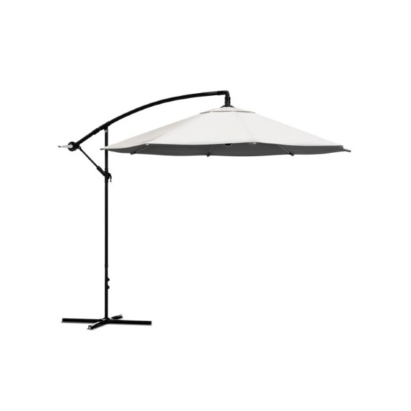 Nature Spring Patio Umbrella, Cantilever Hanging Outdoor Shade, Easy Crank, Base for Table, Deck, 10-foot (Tan) 717305HLT - main